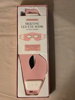 LED Eye Mask 7 Color Light Therapy Silicone Pink Facial Skin Care NEW Sealed